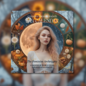 The 12 feminine archetypes 2024 calendar paper version by Consciousness Guidance Camille Lalande Wheel of the Year Menstrual Cycle Samhain Imbolc Equinox Solstice Summer Winter Fall Autumn